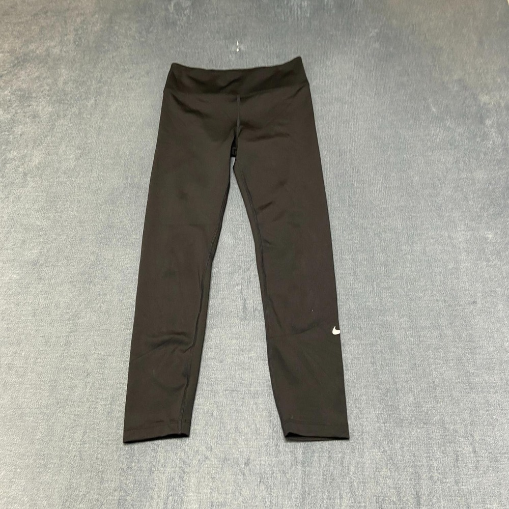 Nike Leggings Womens Medium Black Swoosh Logo Stretch High Waist Performance